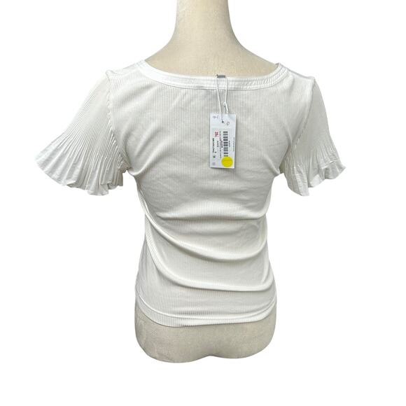 Romantic Chic Pleated Flutter Sleeve Top Derek Lam 10 Crosby White S - Picture 3 of 7